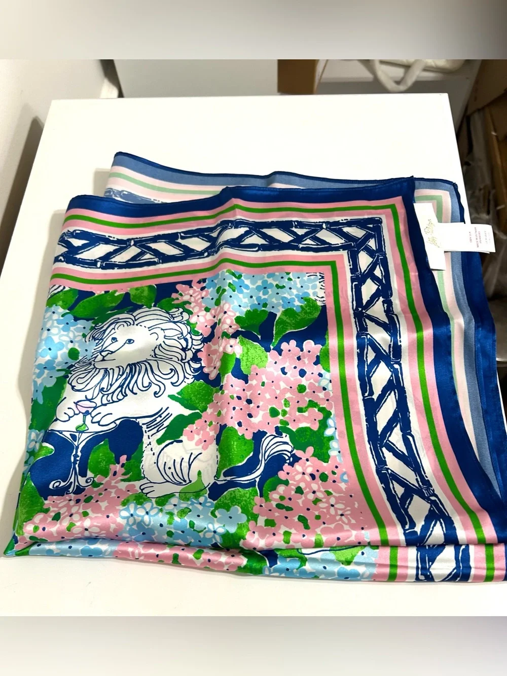 NWT Lilly Pulitzer Lydia Lion Silk Scarf